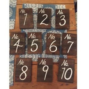 Rustic Painted Wood Table Numbers, 1-10